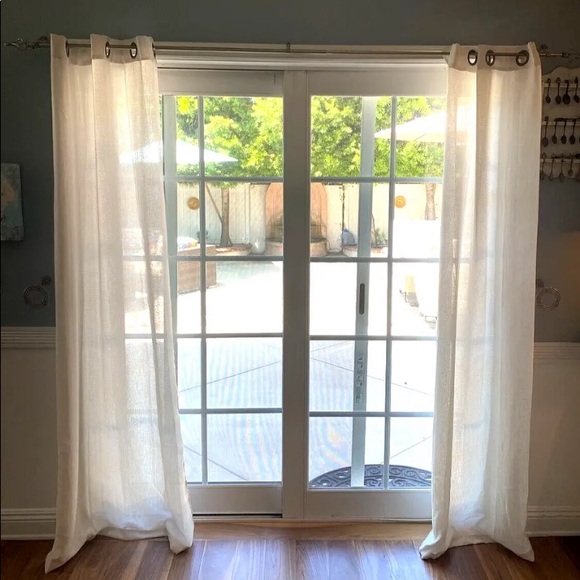 Lot 2 Panels Curtains Sheer Cream Off White Textured 39" x 84" Neutral Grommet